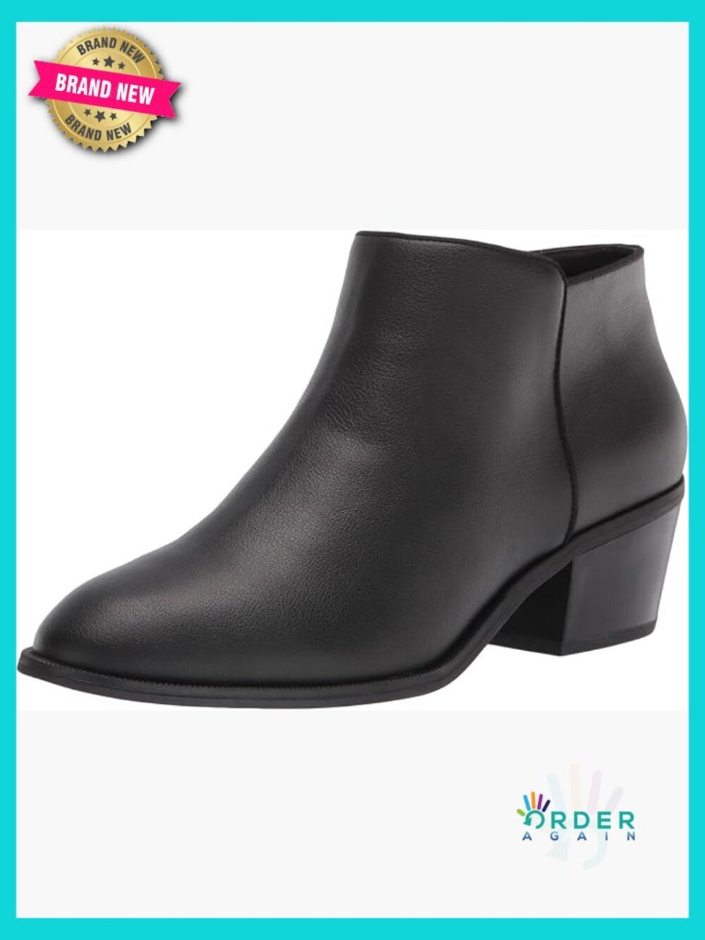 Block Heel Ankle Boots Classic Chunky Heel Zip Closure Round Toe Bootie